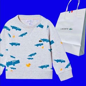 LACOSTE NWT Sweatshirt Kids Pullover Baby Sweater Boys Girls Toddler Gift Bag